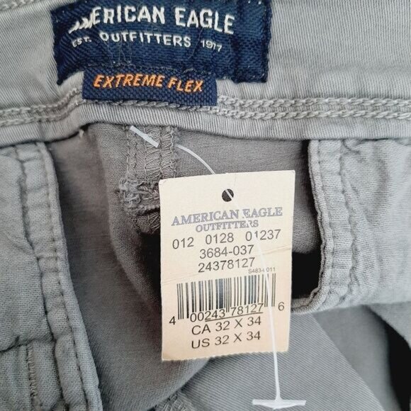 AMERICAN EAGLE AE New Flex Slim Straight Khaki Pants Gray Men's Sz 32 - Picture 7 of 9